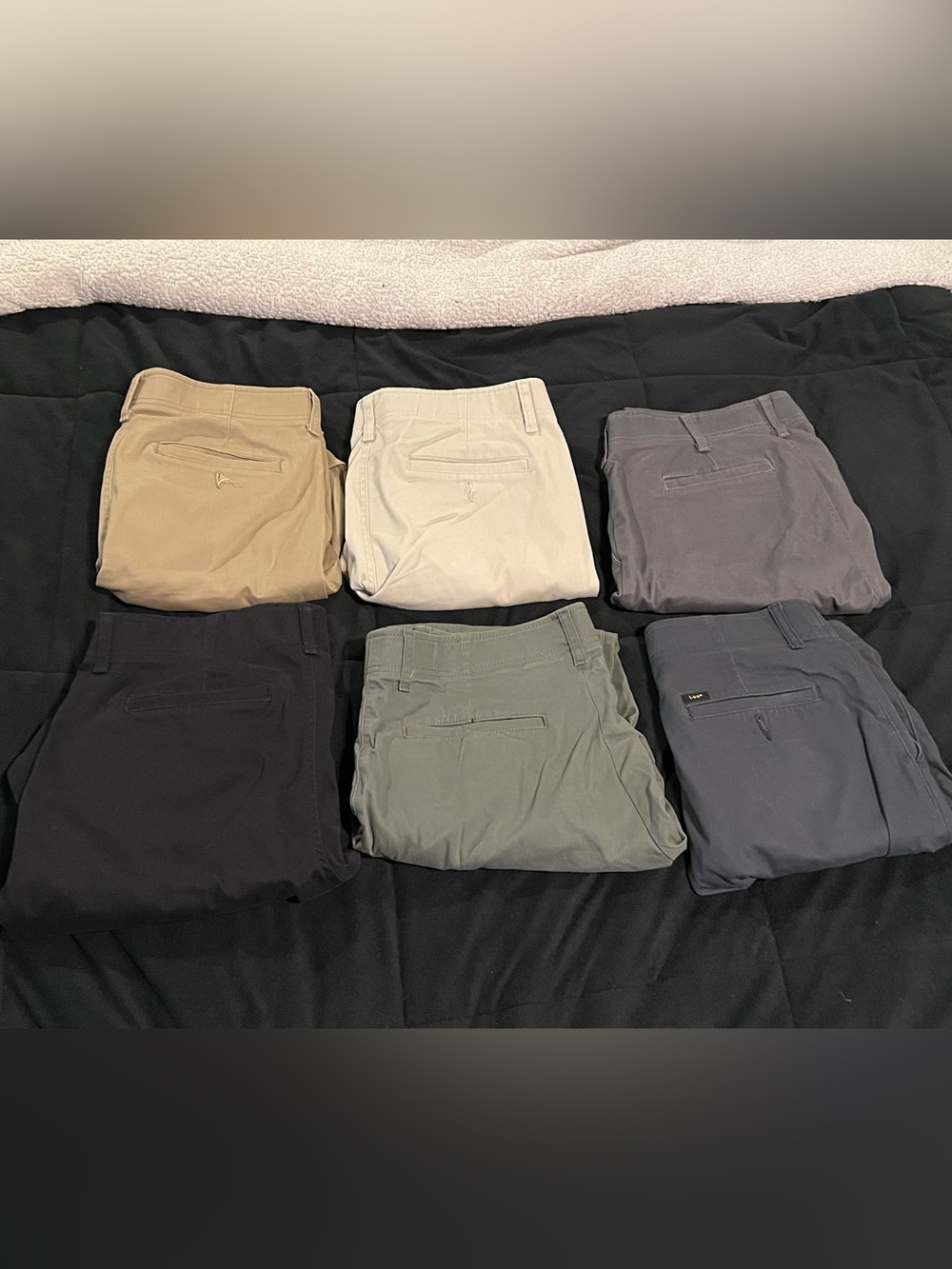 Lee Men's Chino Pants - Olive, Khaki, Cream, Gray, Navy, Black Assorted 6 pairs